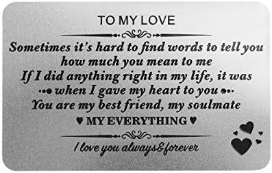 FeiYen Engraved Wallet Insert Cards for Men Boyfriend Husband - Birthday Christmas Valentines Anniversary - Personalized Custom Love Message Card for Him