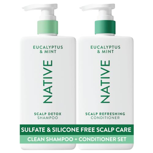 Native Scalp Detox Shampoo and Conditioner Eucalyptus & Mint Naturally Derived Ingredients | All Hair Types Color & Treated Fine to Dry Damaged Sulfate & Dye Free - 2-Pack
