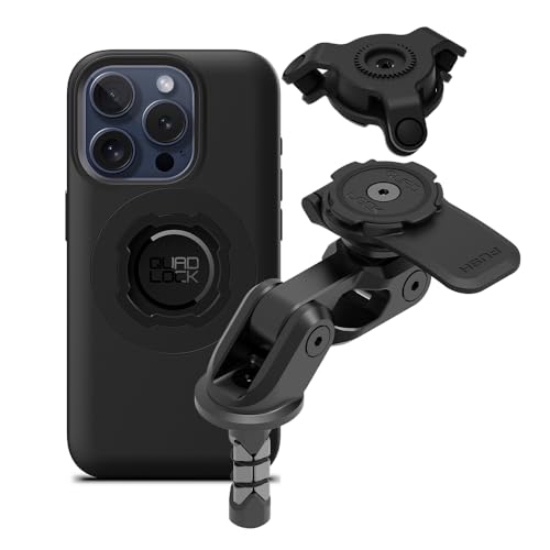 Image of Quad Lock Motorcycle Fork Stem Mount PRO Kit with Vibration Dampener and MAG Phone Case for iPhone 15 Pro