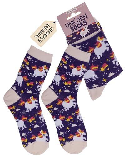 Out of the blue Einhorn Socken | Originelles Design | Lustige Motivsocken für Damen & Herren | Größe 36-42 | Weiche Baumwollmischung & elastischer Bund
