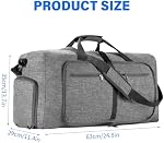 65L Foldable Duffle Bag, Waterproof Travel Duffle Bag, Gym Bag with Shoes Compartment and Adjustable Strap, Overnight Bag for Men Women Travel Camping Fitness Sports Gym (Black)
