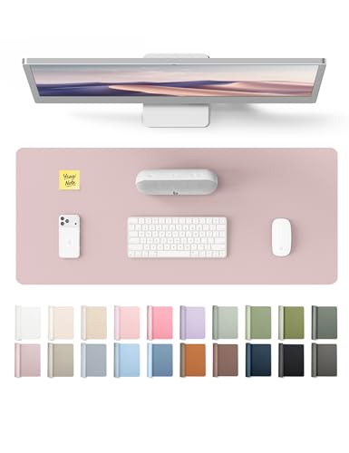 Image of YSAGi Leather Desk Pad Protector, Office Desk Mat, Large Mouse Pad, Non-Slip PU Leather Desk Blotter, Laptop Desk Pad, Waterproof Desk Writing Pad for Office and Home (Grayish Lavender, 23.6 inch x 13.8 inch)