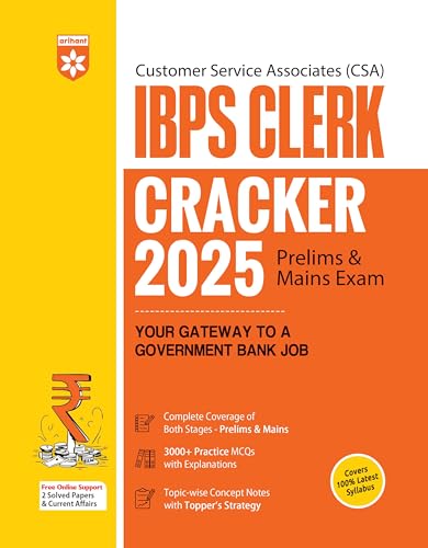 Arihant IBPS Clerk Cracker Exam 2025 | Prelims and Mains Exam Guide | Customer Service Associates (CSA) Book | 3000+ MCQs with Explanations | ... Papers & Current Affairs | English Medium