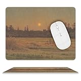 高島野十郎 日の出風景画 絵画 レザーマウスパッド 20.5×25.5cm 薄型軽量 滑り止め防水 耐久性に優れ清潔しやすい ゲーミング対応 オフィス家庭用 光学式ワイヤレスマウス対応