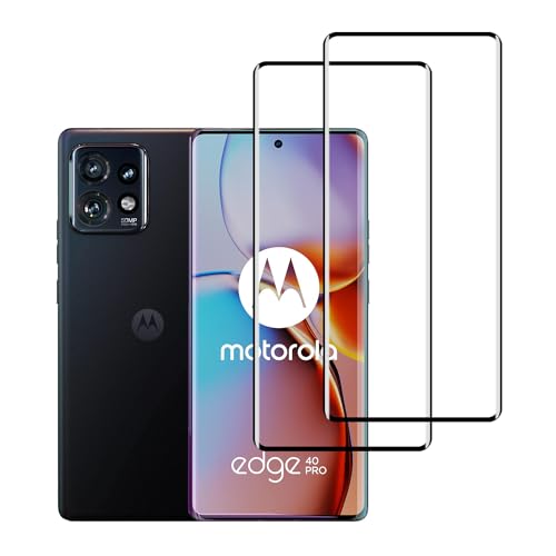 YIFNTANG [2 Piezas] Protector de Pantalla para Motorola Moto Edge 40 Pro,Dureza 9H,Anti-Arañazos,3D Cobertura Completa,HD Clear Cristal Templado Compatible con Motorola Moto Edge 40 Pro