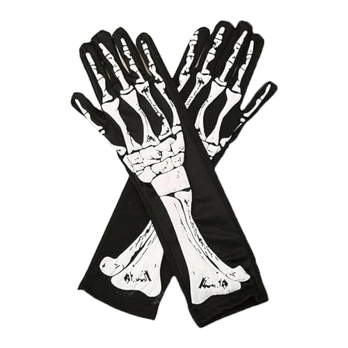 Rakiuty Luvas de esqueleto de Halloween, 2025 novas luvas esqueleto dedos inteiros, para Halloween carnaval festa de máscaras