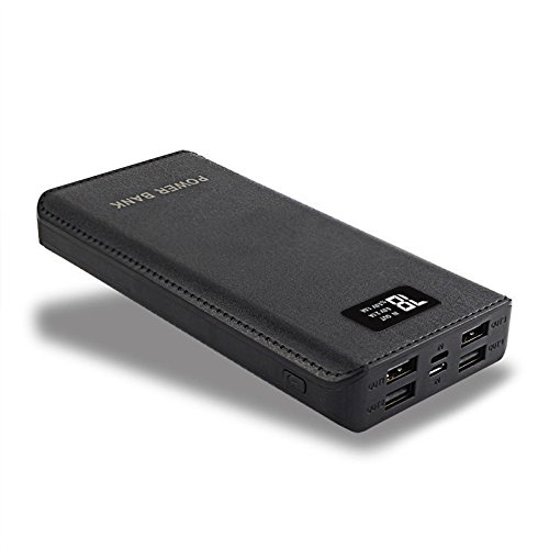 50000Mah 4 Usb External Power Bank Battery Pack Portable Lcd Led Universal Charger Compatible With Iphone, Samsung Galaxy And For All Other Cell Phone Models (Black + Black) #TOP4