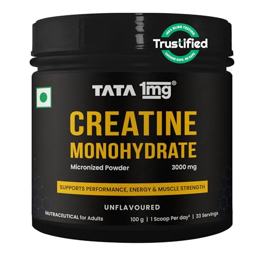 Image of TATA 1MG Creatine Monohydrate | 100% Pure, Micronized | No Additives, No Preservatives | Zero Calories | Boosts Strength, Power & Recovery | Fast Absorption | Unflavoured,100gm