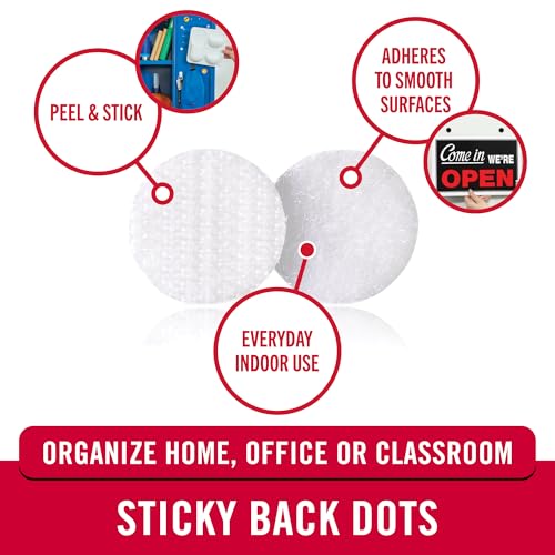 Image of VELCRO Brand Dots with Adhesive | Sticky Back Round Hook and Loop Circles | 5 /8in, 80 Pack | Arts and Crafts, School Projects, 95215W, White