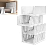 Design impilabile e salvaspazio: questo set di 4 organizer per guardaroba presenta un design impilabile che consente di personalizzare le proprie soluzioni di archiviazione, impilando più organizer per massimizzare lo spazio verticale o distribuirli in stanze che necessitano di più spazio. Quando non in uso, possono essere facilmente ripiegati per risparmiare spazio. Dimensioni individuali: 33,5 x 43,2 x 18,5 cm.