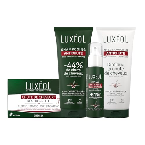Antichute Réactionnelle Luxéol Routine In & Out avec Gélules Shampooing Après-Shampooing et Spray