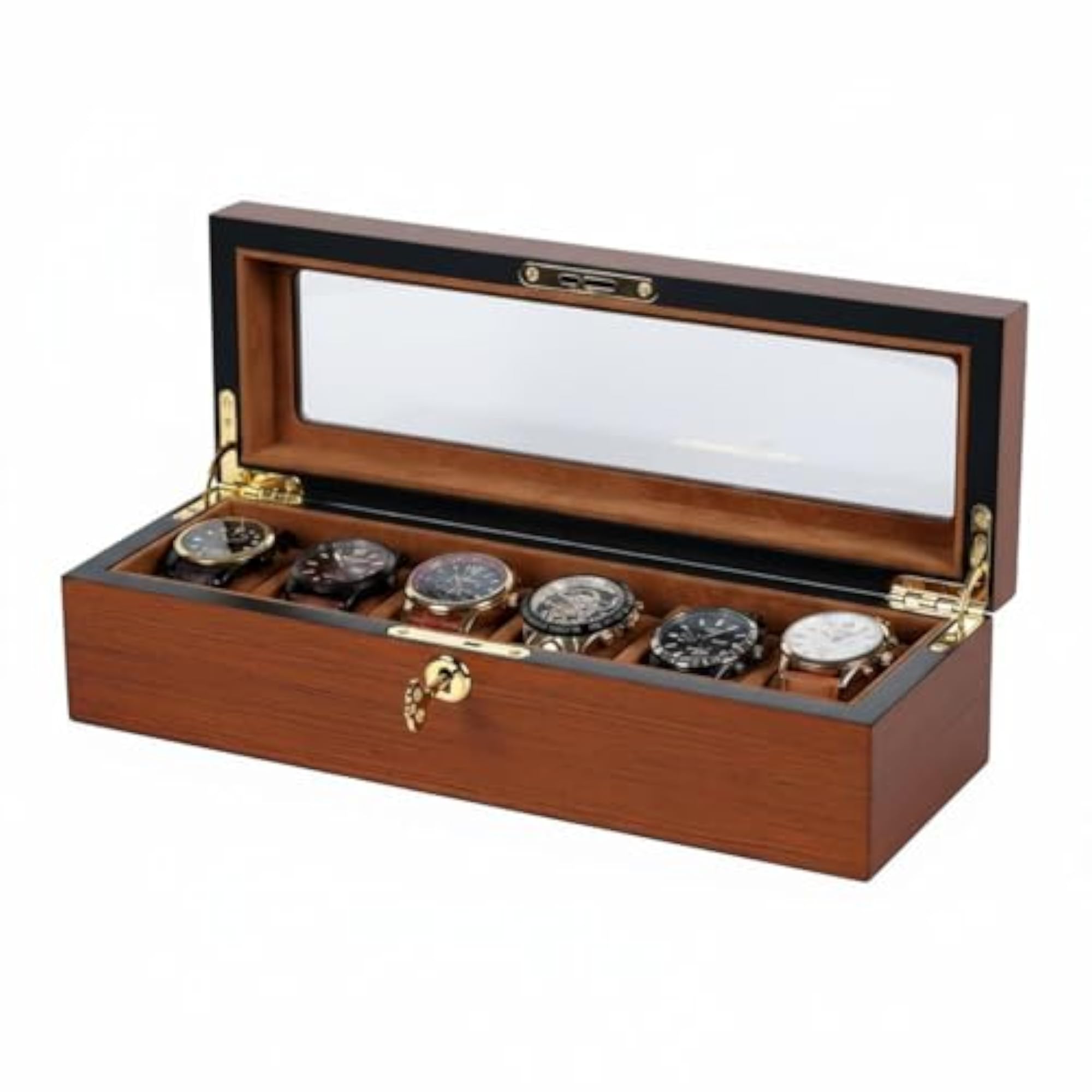 Cushioned Compartments Wooden Watch Display Box