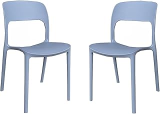 Sedia impilabile in polipropilene NATHAN per cucina soggiorno giardino (Grigio Balena SET 2)