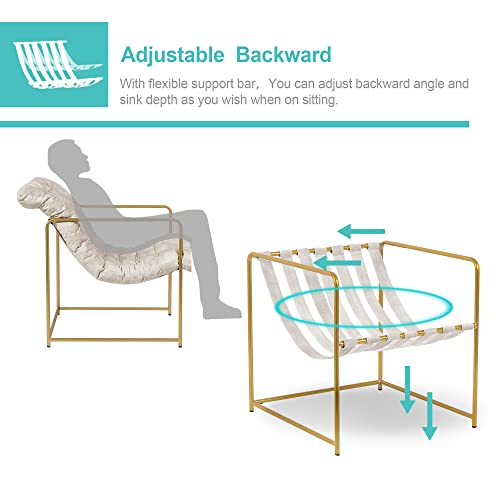 Gia Mid Century Modern Accent Chair For Living Room, Bedroom, And Office, Set Of 1, Upholstered In Beige Velvet Fabric With Gold Metal Base #TOP6