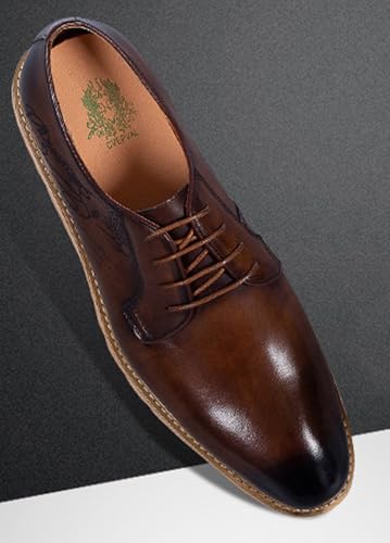 Santimon Men's Leather Dress Shoes | Stylish Lace-Up Oxford Shoes for Office, Weddings & Casual Wear | Comfortable Business Shoes with Premium Insole for All-Day Comfort3