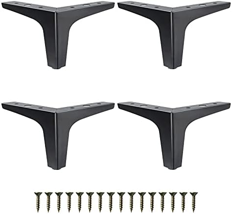 GOSCHE 4 Inch Metal Furniture Legs Black, Legs for Furniture Set of 4, Modern Style Replacement Couch Legs for Dresser Chair Bed Cabinet Table Ottoman Cupboard DIY Replacement Sofa Feet