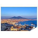 islandburner Premium Poster Panoramabild Neapel mit Vesuv 