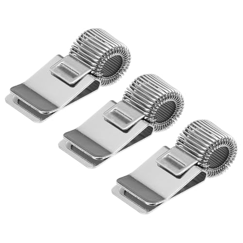 PATIKIL 3Pcs Pen Holder Clips, Metal Pen Clip Holder Adjustable Loop Pen Pencil Organizer with Single Spring Loop for Notebook, Clipboard, Silver Tone