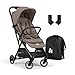 hauck Fly N Care - Ultrakompakter und Leichter Reisebuggy Einhändig Faltbar, mit Liegeposition ab Geburt bis 22 kg, Tragetasche, Tragegurt, Sitzauflage, Babyschalen Adapter, UV Schutz 50+ - Mocha