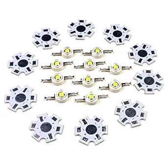 KITS4CREATORS 1-Watt LED Light Bulb Emitting Diode with Heatsink Pack 10 pcs (White)