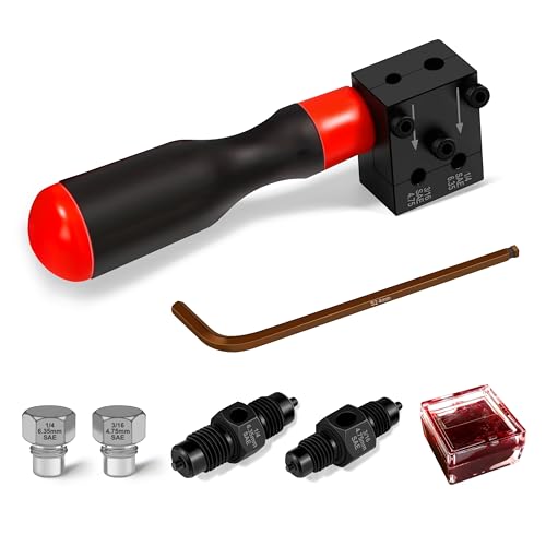 Image of YIYITOOLS 7Pcs Brake Line Flaring Kit for 1/4", 3/16" Copper, Aluminum and Nickel-Copper Tubing Lines, Creates 45° Single, Double & Bubble Flares, SAE