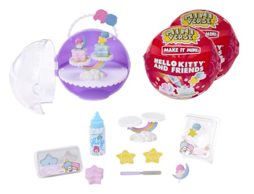 MGAs Miniverse Make It Mini Hello Kitty and Friends Series 4 (2 Pack) DIY Mini Collectibles Retro Stationery & Food Replicas Sanrio Characters Ages 8+