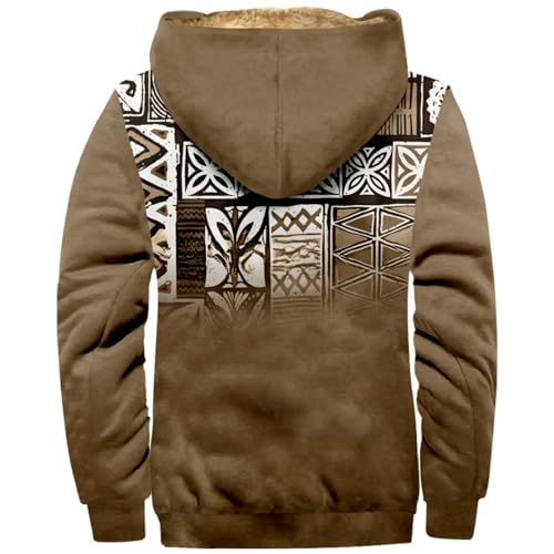 ADHOWBEW Winter Coats for Men Vintage Plush Zip Up Long Sleeve Hunting Warm Big and Tall Thicken Fleece Lined Outerwear4