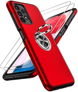 LeYi for Samsung Galaxy A13 4G Case and 2x Screen Protectors, Heavy Duty Protection Shockproof Cover with Built-in Ring Holder Lightweight Silicone Hybrid Phone Case for A13 4G Green