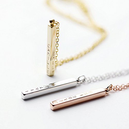 Gift for Her 4 Side Engraved Name Bar Necklace Personalized Jewelry Gift for Mom Custom Necklace Teen Gift Necklace Mother's Day Gifts for Her - R4BN