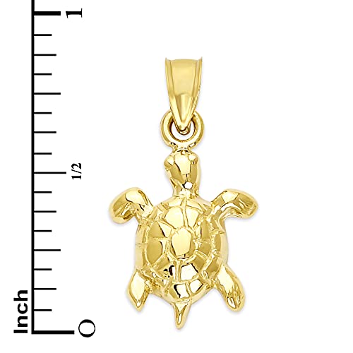 10k Dainty Solid Gold Sea Turtle Pendant, Marine Animal Jewelry Gifts for Her, Yellow, One Size, 2054-19 10k3