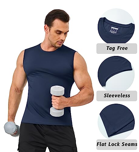 Tacvasen Men's Tank Top Undershirts Navy Tank Top Men Exercise Shirts Fitness Shirts Mens Sun Shirts Uv Protection Sleeveless Mens Active Tank Tops #TOP5