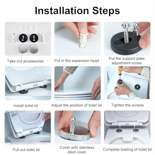 Abattant WC en D blanc durable en plastique PP robuste à charnières réglables