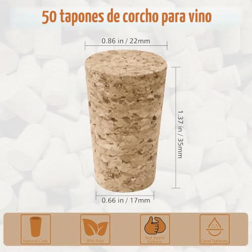 Miniatura 2 de 50 Pcs Tapones De Corcho Artículos De Corchos De Vino Corcho Natural Tapones Cónicos De Corcho 2,2 X 1,8 X 3,5 Cm Para Manualidades Para Decorar Vino, Bricolaje, Manualidades