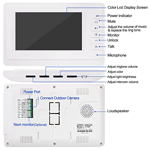 Image of 7'' Wired Color Video Door Phone Intercom System IR Night Vision Camera Doorbell +Indoor Monitor Screens for 2 /3 /4 Apartments