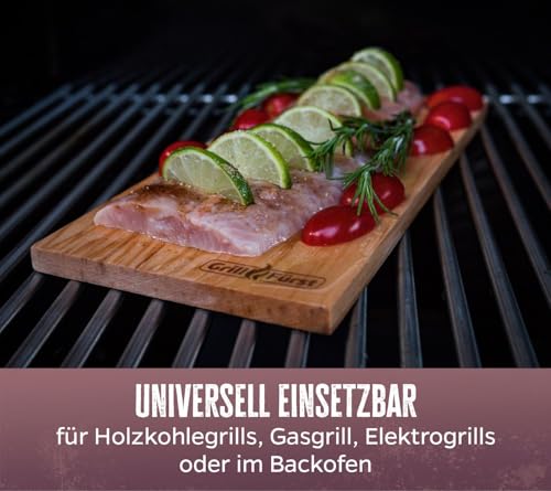 Grillfürst Räucherbretter, 4er Set - Grillbrett aus Buchenholz, Grillplanke für köstliche Raucharomen, Holzbrett zum Grillen, 29 x 13 x 1 cm