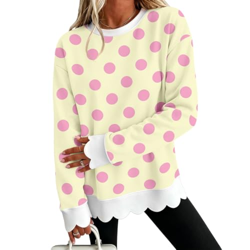 Oversized Sweatshirt for Women Cotton Scalloped Hem Trendy Pullover - image 1