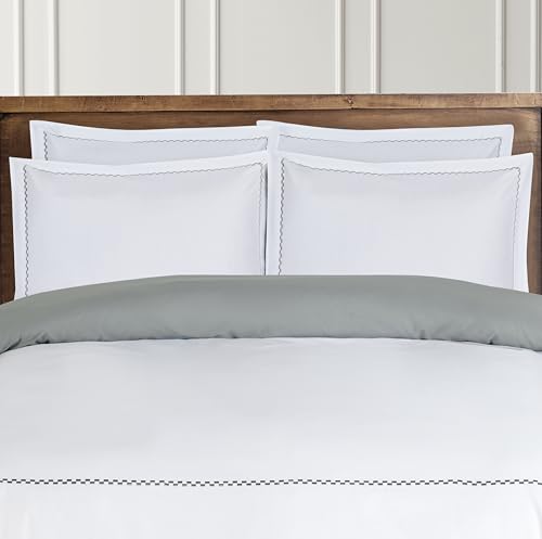 Majestic Giftware Madison Linen 8 Pcs Twin Size Bedding Set (BL53-T) | Normandy - Gray 400 TC Cotton Sateen Durable & Eashable | 2 Fitted Sheets, 2 Duvets, 4 Pillowcases - Noble Collection
