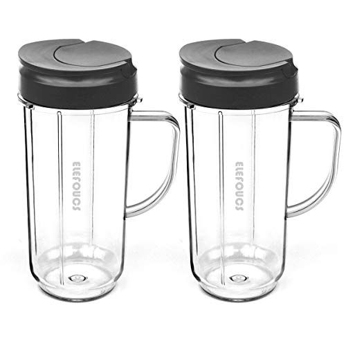 2 Pack 22 OZ Tall Mug cup with Flip Top To-go Lid for Magic Bullet 250W Blender Juicer