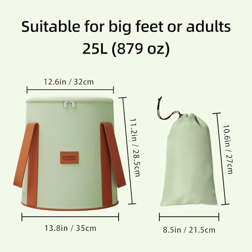 25L Collapsible Bucket Foot Bath Basin， Multifunctional Portable Foot Bath Tub Bag with Handles,Travel Outdoor Camping Portable Foot Soaking Spa Bucket (Green) by MOVECRAB - Image 5