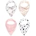 REVERSIBLE & WATERPROOF Cotton Baby Bandana Drool Bibs for Girls with Adjustable Snaps, Pack of 4 Soft Absorbent Cute Bib Set for Teething Drooling, Perfect Baby Shower Gift