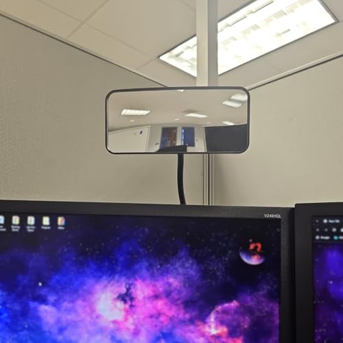 Ampper Glass Clip On Security Mirror, Flexible Convex Cubicle Mirror for Personal Safety and Security Desk Rear View Monitors or Anywhere (6.69