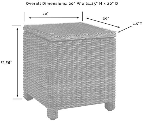 Crosley Furniture Co7219-Wb Bradenton Outdoor Wicker Tempered Glass Top Side Table, Brown #TOP5