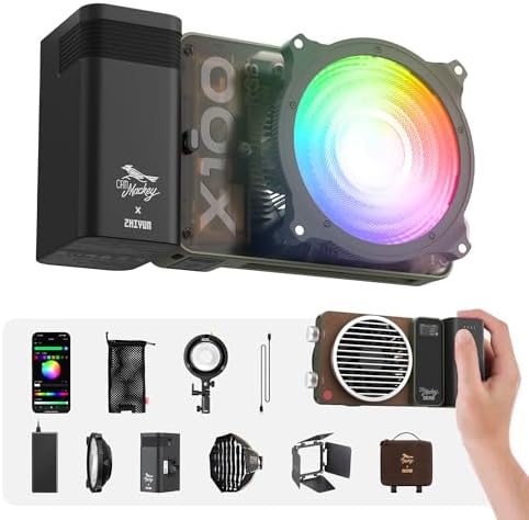 ZHIYUN MOLUS X100 RGB PRO [Official] 100W RGB Videolicht, LED Studiolicht | V2 Verbesserte Version, mit 384g, APP Steuerung, 2500K~10000K, CRI≥95, TLCI≥97