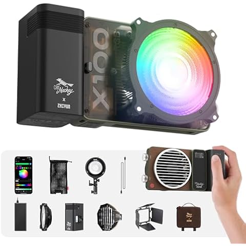 ZHIYUN MOLUS X100 RGB PRO 100W Video Light [Official] V2 Upgraded Version Professional Photography Lighting Portable Continuous Output Lighting 2500K~10000K CRI≥95 TLCI≥97 Only 384g for Youtuber TT Cover