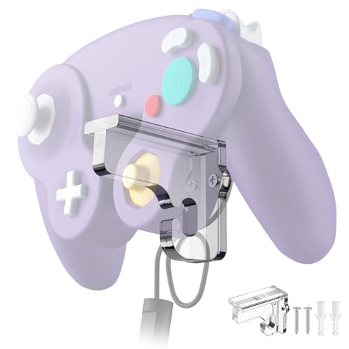 CaSZLUTION Wall Mount Holder for GameCube Controller - Screw Mount Acrylic Hanger Stand for Classic Wired & for Switch 2's Wireless GameCube Controllers