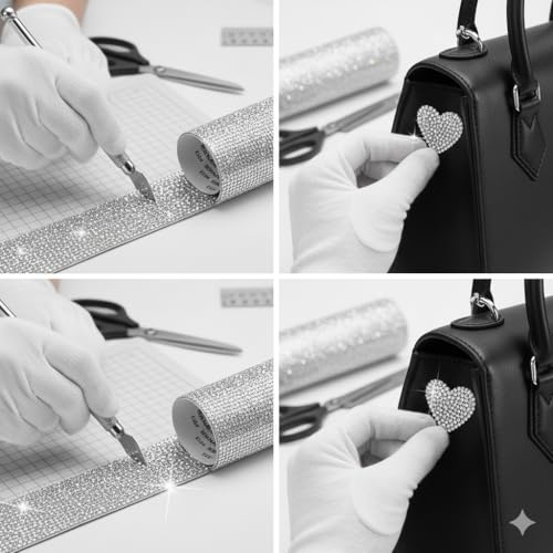 Image of winwell Self-Adhesive Glass Rhinestone Sheet - 13x9 Inch Cuttable Crystal Sticker for DIY Crafts, Phone Cases, Gift Wrapping, and Home Decor Items (Silver)