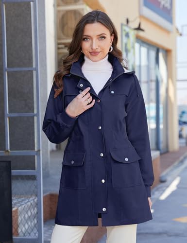 Bloggerlove Rain Jacket Women Lightweight Raincoat Waterproof Windbreaker Striped Climbing Outdoor Hooded Trench Coats S-XXL4