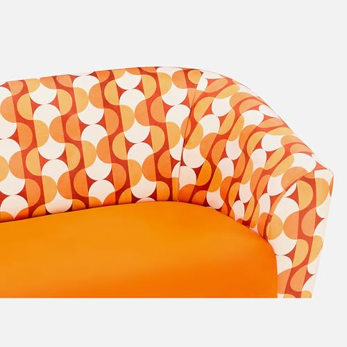 Image of Duroflex Meadow - Premium Accent Love Seat with Channel-Stitched Upholstery | Plush Foam & Curved Backrest | Durable & Elegant Seating | 3 Year Warranty - Geo Orange