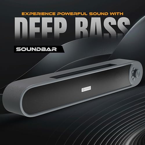 Image of MAKPOWER Rhythm 25W Bluetooth Soundbar Speaker with Woofer, Deep Bass, Bluetooth v5.3, USB, TF Card & AUX Support, 6 Hours Playtime, Portable Wireless Sound Bar for TV, PC & Mobile