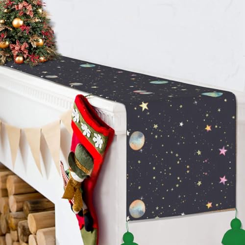 Chemin de table imprimé galaxie lavable et résistant pour repas de fête - 7